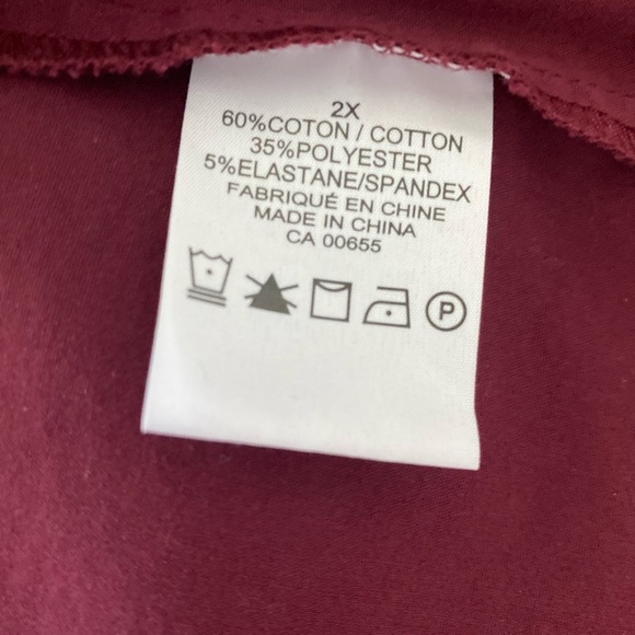 COPY PENNINGTONS Women’s Long Sleeve Shirt Top Wine Color Cotton Blend Size 2X - Picture 4 of 7